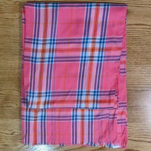 Abercrombie Kids Girls Pink Blue Plaid Lightweight Spring Rectangle Scarf Preppy